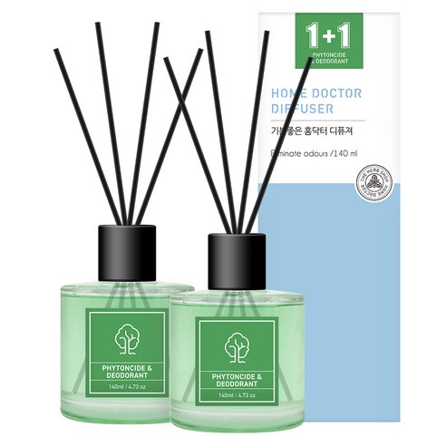 홈닥터 기분좋은 디퓨저 140ml x 2p + 섬유스틱 10p 세트 피톤치드 & 악취제거, 피톤치드/유칼립투스향, 280ml, 1세트