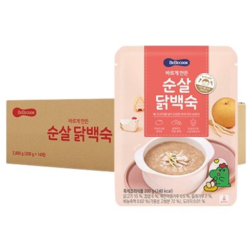 베베쿡 유아용 바르게 만든 순살 닭백숙 200g x 14p, 14개