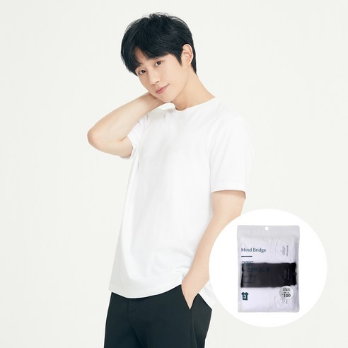 마인드브릿지 남성용 고밀도 순면 기본 반팔 티셔츠 3p MATS0101