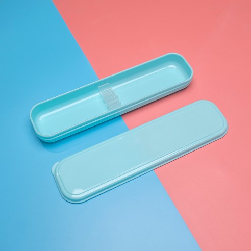 라온누리 파스텔 수저고정 무소음 휴대용 도시락 수저 케이스 소, 스카이블루, 1개