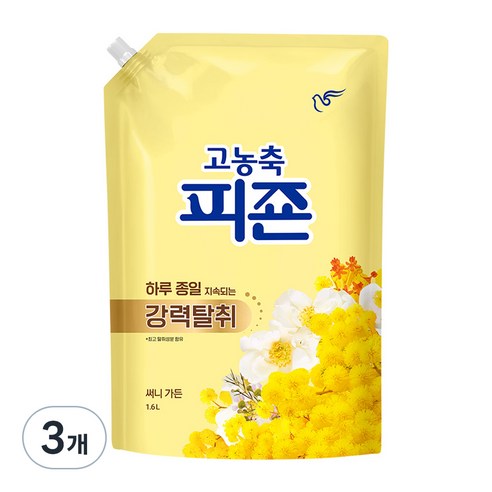 피죤 고농축 강력탈취 섬유유연제 써니가든 리필, 1.6L, 3개