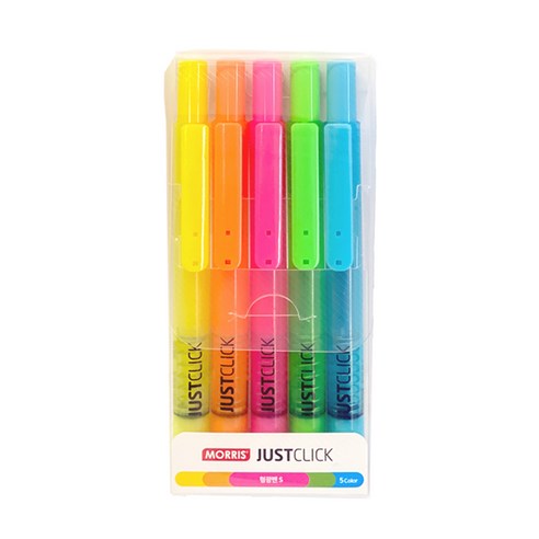  제트스트림 3색 펜 0.38mm SXE3-400-38, 블랙, 1개 문구/오피스 모리스 저스트클릭 형광펜S 5색 세트, 옐로우, 오렌지, 핑크, 스카이블루, 옐로우 그린, 1개