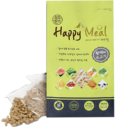 똑똑한끼 해피밀 전연령용 소프트 사료 황태와 소고기, 1개, 1.2kg