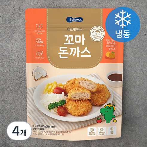 베베쿡 바르게 만든 꼬마돈까스 (냉동), 350g, 4개
