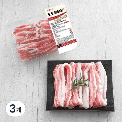 도드람 한돈 1등급 삼겹살 구이용(냉장), 500g, 3개
