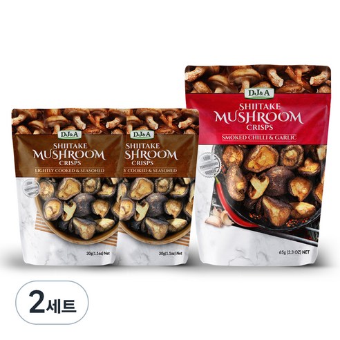 디제이앤에이 표고버섯과자 시타케 머쉬룸 오리지널 30g x 2p + 스모크 칠리 앤 갈릭 65g x 1p 세트, 2세트