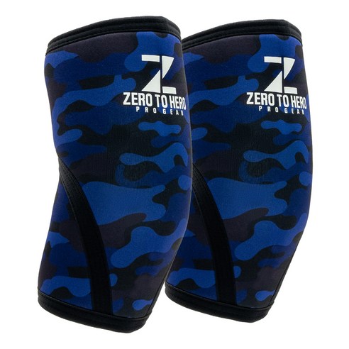 제로투히어로 네오프렌 헬스 팔꿈치보호대 7mm Blue camo 양쪽 세트, 1세트