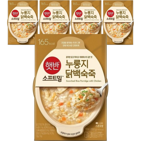 비비고 누룽지닭백숙죽, 280g, 5개