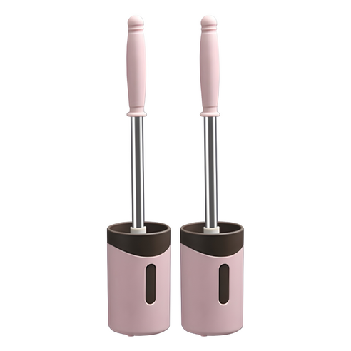 파스텔 벽부착 욕실 변기 청소솔, 핑크, 2개