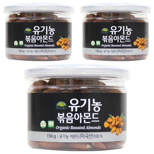 OrganicStory 유기농 볶음 아몬드, 150g, 3개
