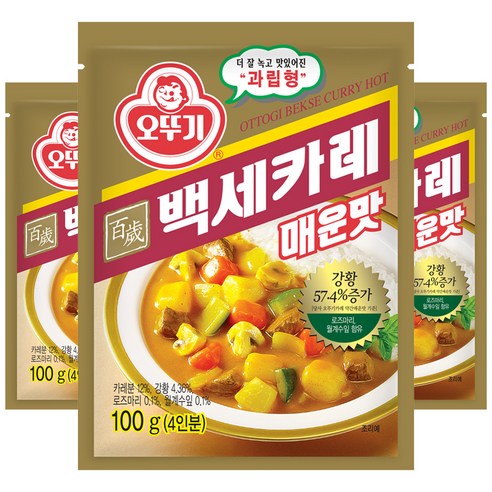 오뚜기 백세카레 매운맛 과립형, 100g, 3개