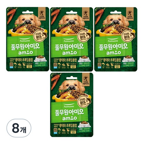풀무원아미오 전연령 강아지 자연담은 영양식 습식사료, 황태+초록잎홍합, 50g, 8개