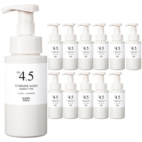 해피바스 PH4.5 약산성 쑥 버블 여성 청결제, 12개, 250g