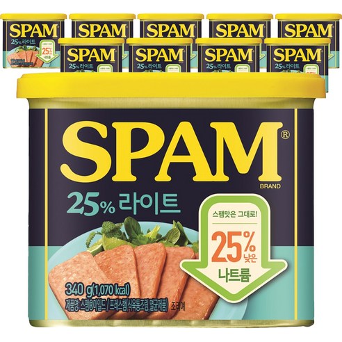 CJ 스팸 마일드 라이트, 340g, 10개