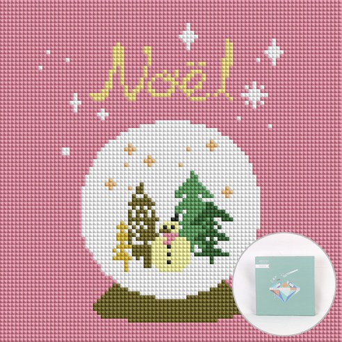 아트조이 DIY 보석십자수 세트 캔버스형 25 x 25 cm, 스노우볼, 1세트