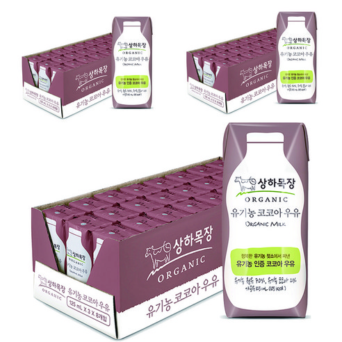 상하목장 유기농 코코아 우유, 125ml, 72개