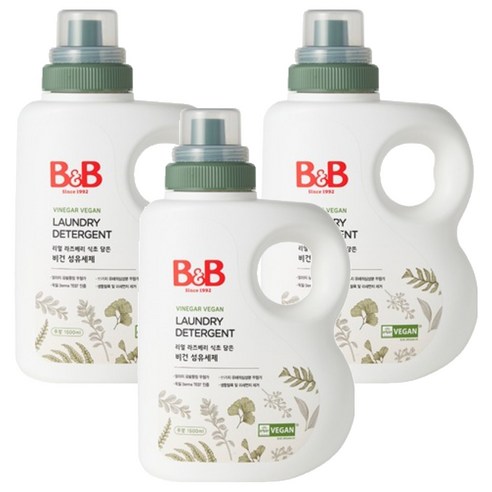 비앤비 비건 섬유세제 용기형 1500ml, 3개