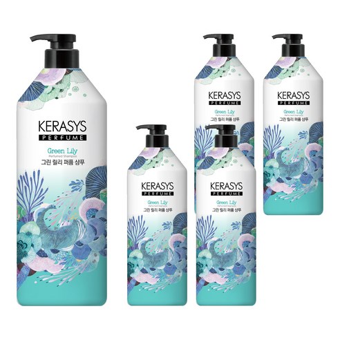 케라시스 퍼퓸 샴푸 그린 릴리, 5개, 1L