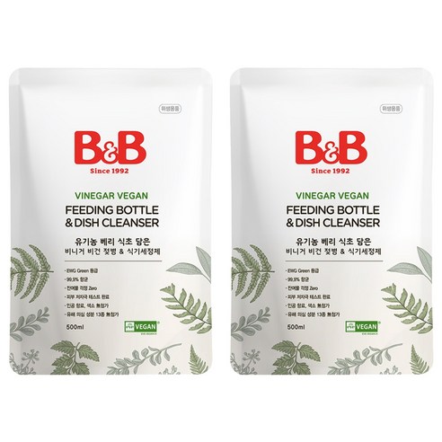 비앤비 젖병 식기세정제 리필, 2개, 500ml