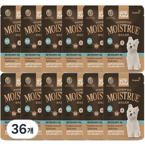 동원뉴트리플랜 퍼피 모이스트루 주식파우치, 닭, 80g, 36개
