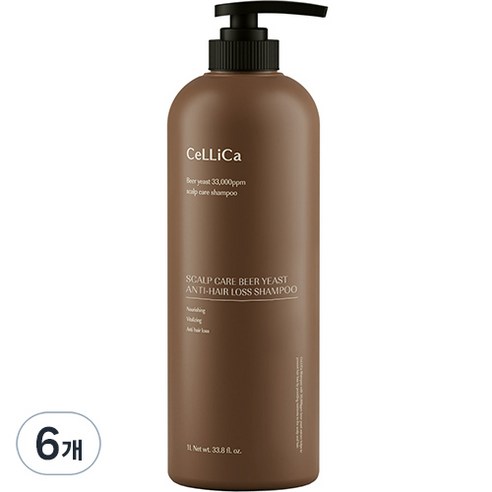 셀리카 두피케어 맥주효모 탈모기능성 샴푸, 1000ml, 6개