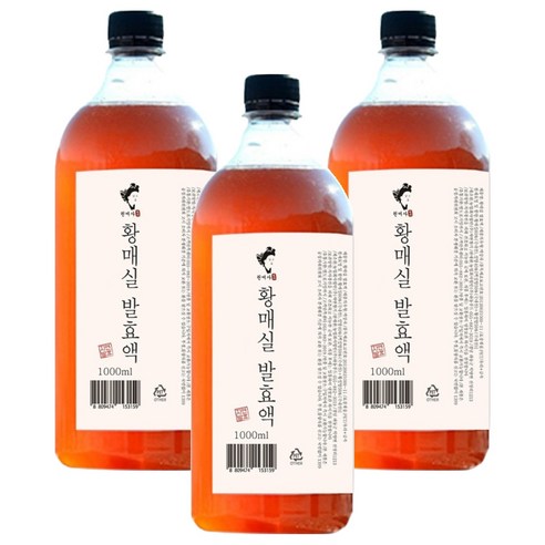 하동권여사 황매실 발효액, 1L, 3개