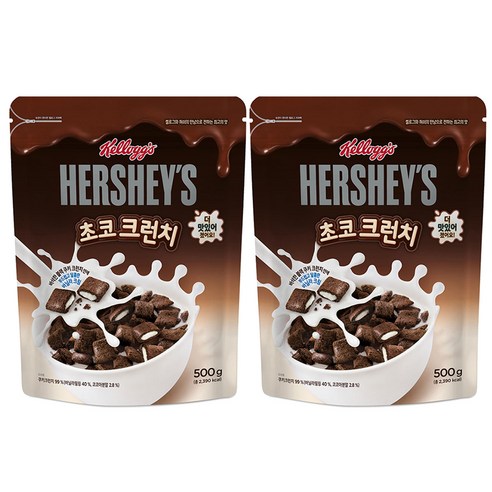 켈로그 허쉬 초코크런치 시리얼, 500g, 2개