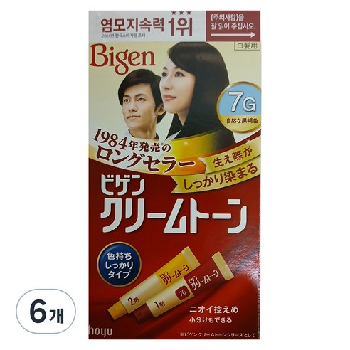 비겐 크림톤 염색제 40g, 7G자연흑갈색, 6개