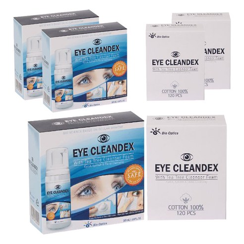 바이오옵틱스 아이클린덱스 눈꺼풀 세정제 단백질제거제 + 솜 120p, 3세트