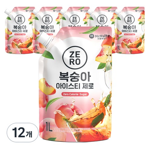 맥널티커피 복숭아 아이스티 제로, 12개, 1L