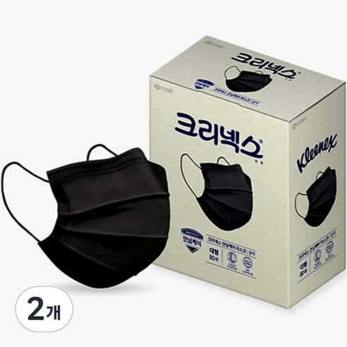크리넥스 안심케어 마스크 대형, 80개입, 2개, 블랙