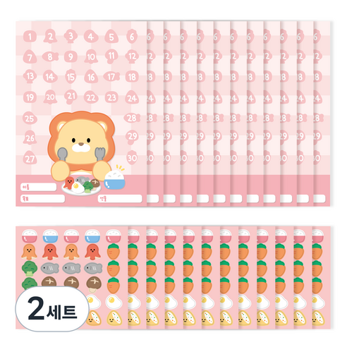 워너디스 할수있어 동물 칭찬 스티커판 12p + 스티커 12p 세트, 골고루 먹어요, 2세트