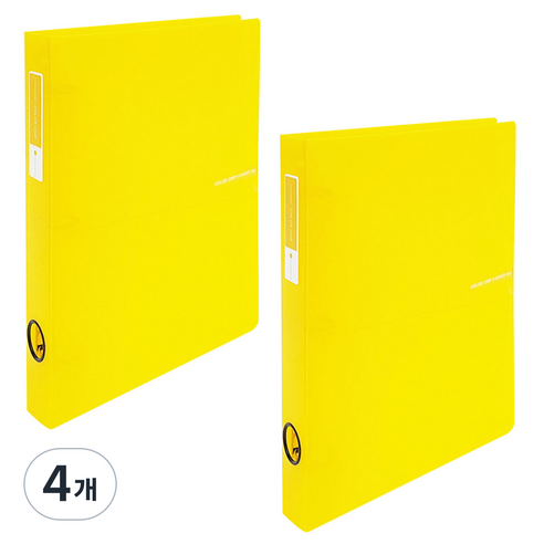 에코청운 투명 칼라칩 3공 D링 바인더 3cm A4, 노랑, 4개