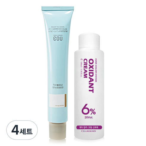 넘버쓰리 리크로마 패션 그레이 염색제 + 산화제 100ml, 6/0N, 4세트