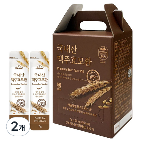 라이프힐 유기농마루 맥주효모환 50p, 100g, 2개