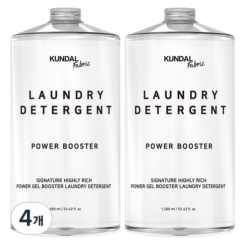 쿤달 초고농축 파워 겔 부스터 액상 세탁세제 본품, 4개, 1580ml