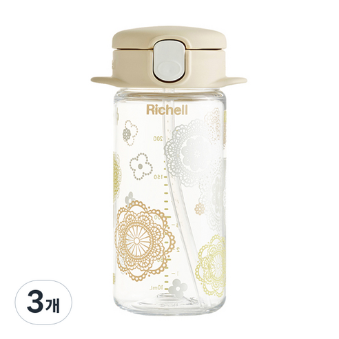 릿첼 AQ 슬림 빨대컵 R 240ml, 베이지, 3개