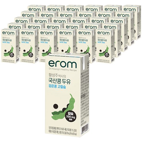 이롬 황성주 국산콩 검은콩 고칼슘 두유, 190ml, 64개