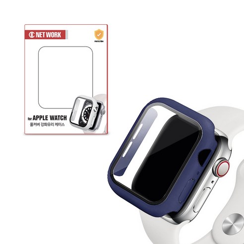 디씨네트워크 스마트워치 풀커버 강화유리 케이스 42mm, 미드나잇블루