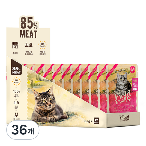 샘스필드 키튼 고양이 주식파우치, 칠면조, 85g, 36개