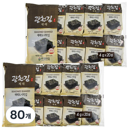 광천김 재래 도시락김, 4g, 80개