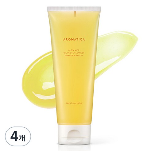 아로마티카 글로우 비타 오일 인 젤 클렌저 오렌지 앤 네롤리, 4개, 150ml