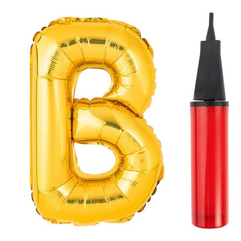 파티팡 알파벳 은박풍선 대 골드 + 풍선용 손펌프 세트, B, 1세트