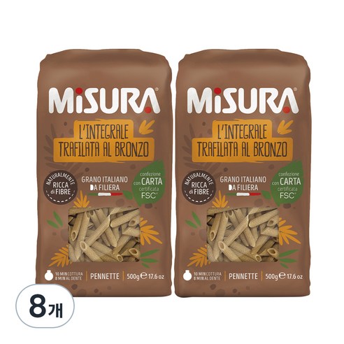 미주라 통밀펜네떼, 500g, 8개