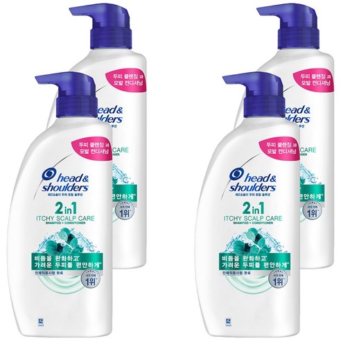 헤드앤숄더 2in1 가려운 두피케어 컨디셔너 겸용 샴푸 상쾌한향, 800ml, 4개