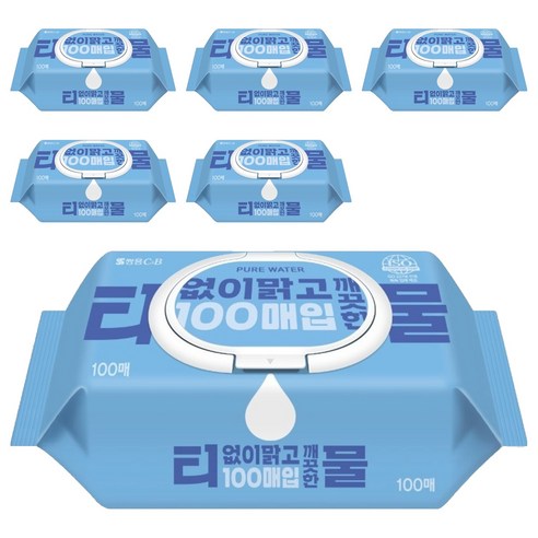 코디 티없이 맑고 깨끗한 물티슈 캡형, 100매, 6세트