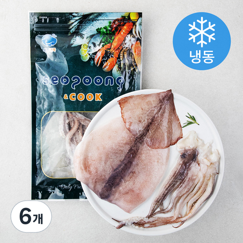 서풍앤쿡 국내산 손질 오징어 (냉동), 200g, 6개