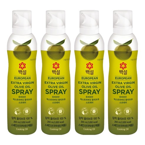 백설 유러피안 엑스트라버진 올리브유 오일 스프레이, 200ml, 4개