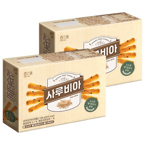해태제과 사루비아 참깨스틱, 180g, 2개