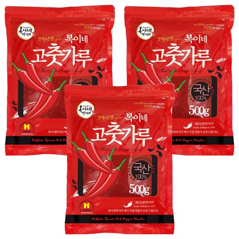 복이네먹거리 국산 24년 햇고추가루 보통맛 김치용, 500g, 3개